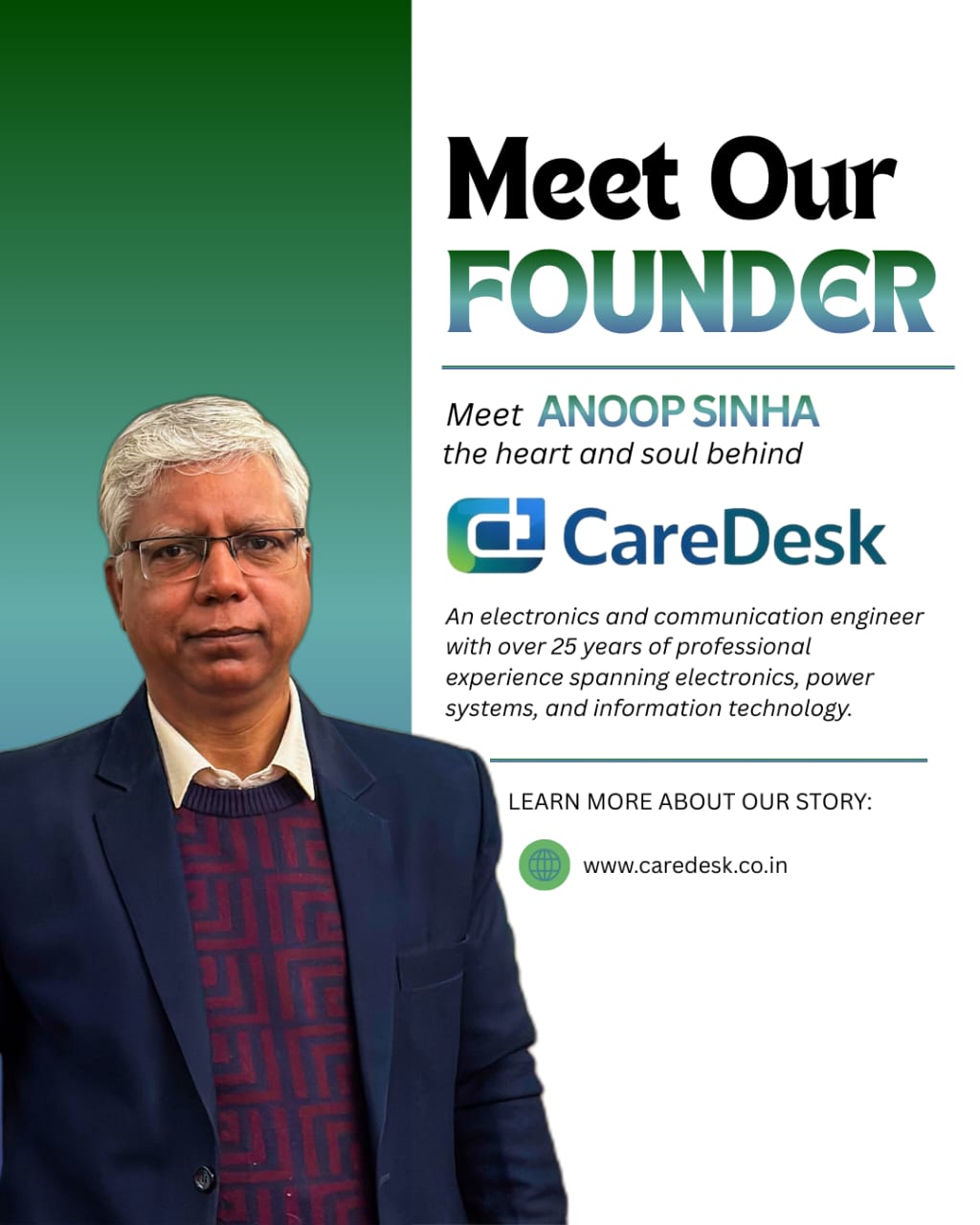 Anoop Sinha Founder of CareDesk Modular Business Software